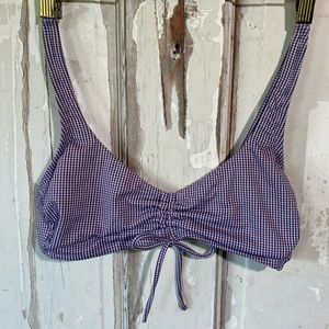 Kona Sol || Blue and White Checkered Bikini Top
